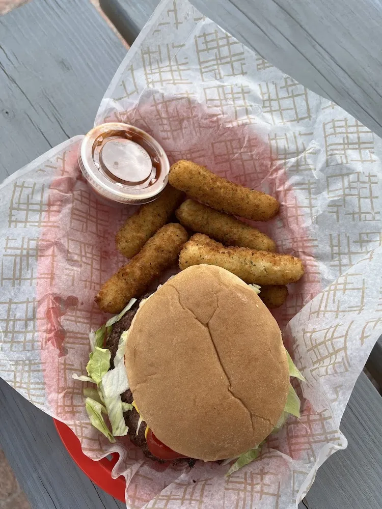 Smash Burger and Cheese Sticks