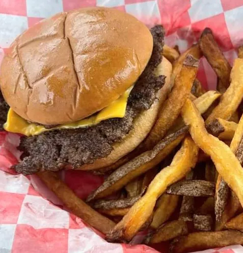 Smash Burger with Cheese and Fries